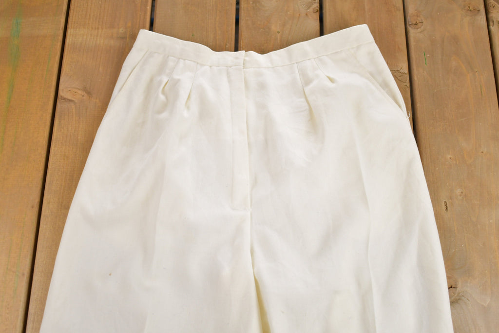 Vintage 1980s White Pleated Trousers Size 32 x 31.5