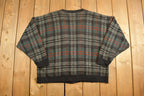 Vintage 1980s Prince Bellini Knitted Plaid Cardigan Sweater