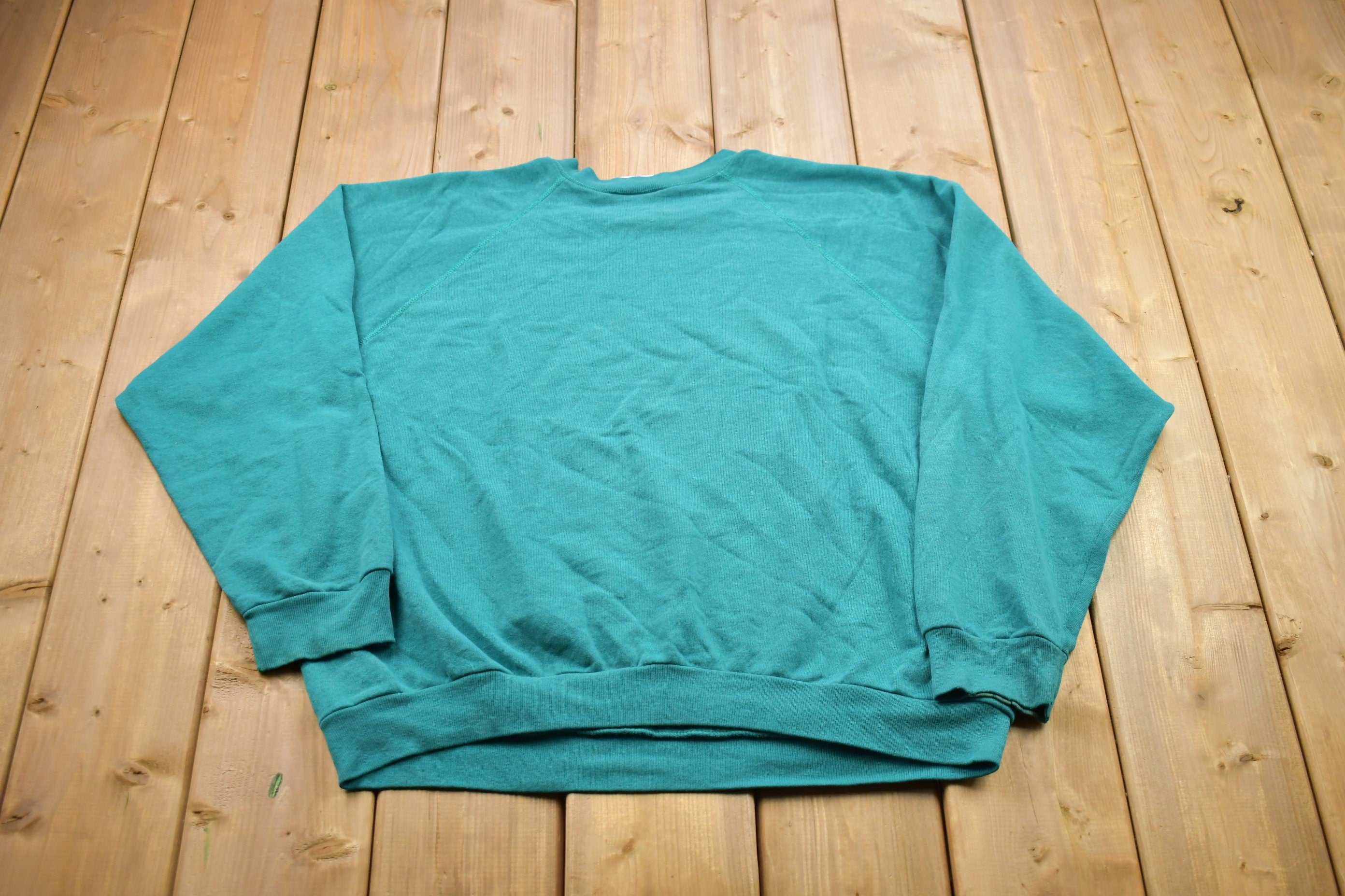 Vintage 1990s Blank Tultex Turquoise Crewneck Sweatshirt