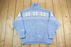 Vintage 1990s Eddie Bauer Snowflake Pattern Knit Turtleneck Sweater  90s Turtleneck  Made In USA  Preppy Knit