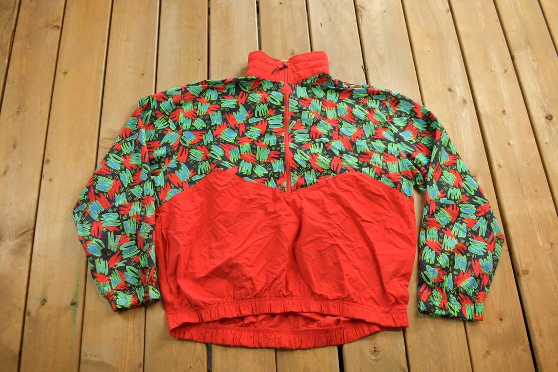 Vintage 1990s Nashbar Cycling Abstract Pattern Windbreaker Jacket
