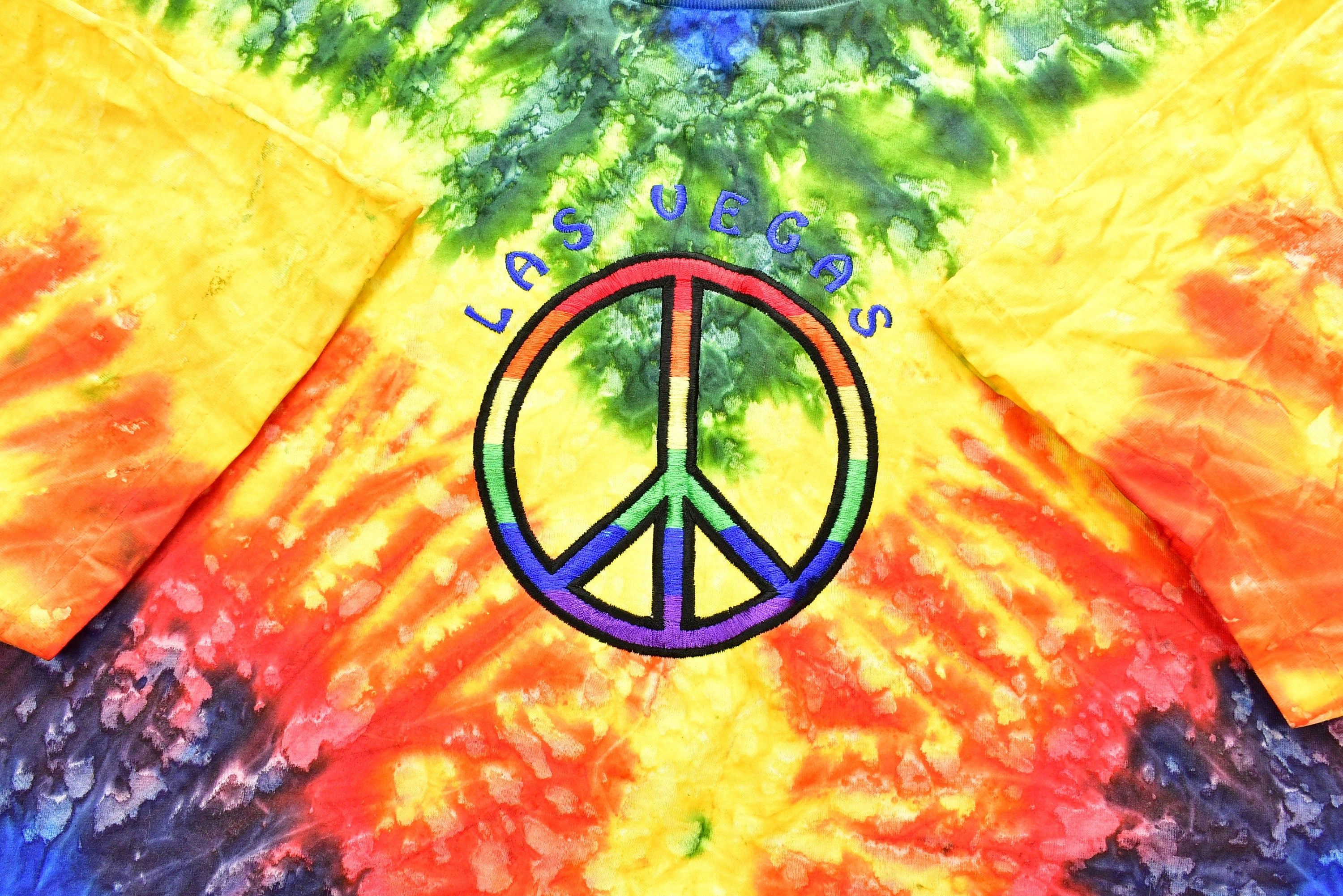 Vintage 1990s Las Vegas Peace Tie Dye T-Shirt
