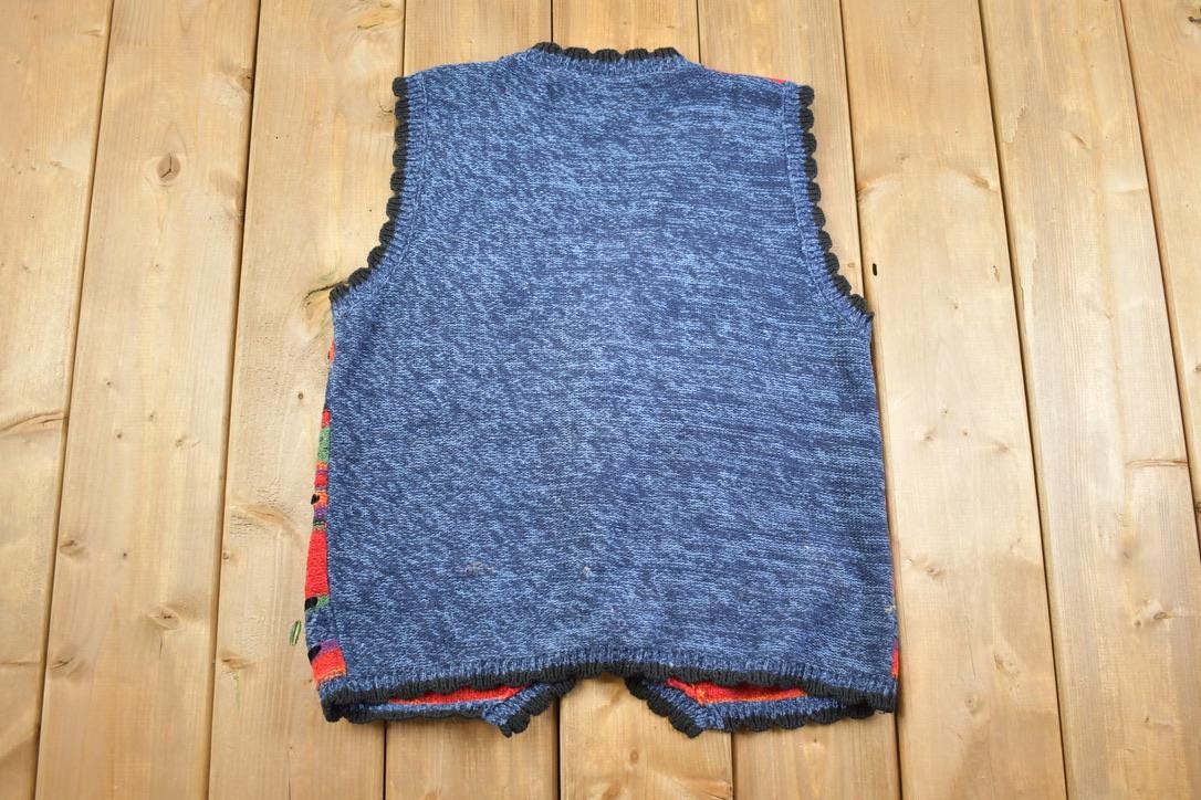 Vintage 1980s Floral Knitted Women's Cardigan