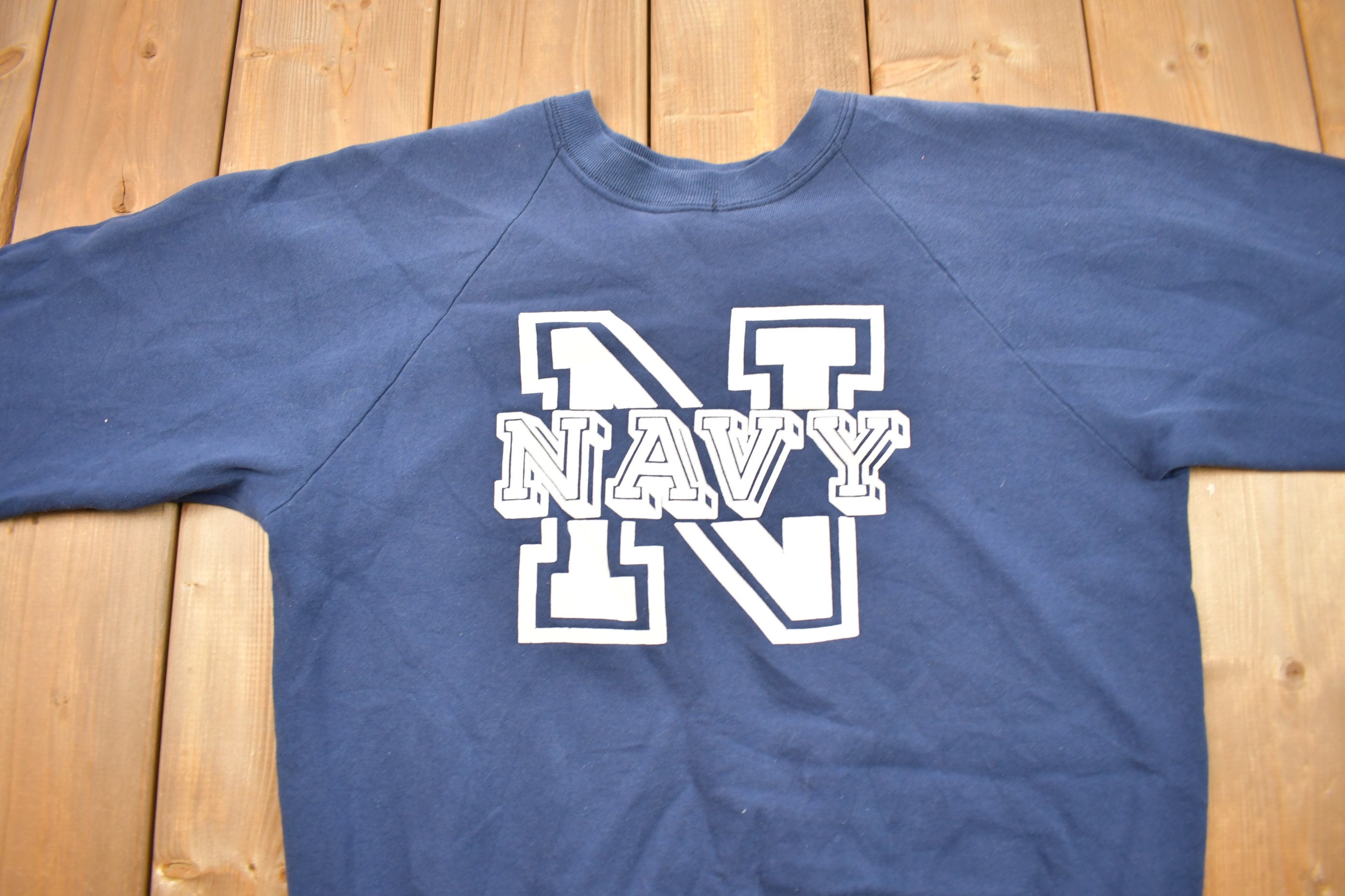 Vintage 1980s United States Navy Graphic Raglan Crewneck