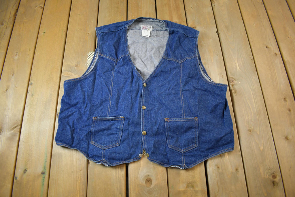 Vintage 1980s Saddle King Western Denim Vest Made In USA