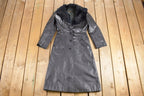 Vintage 1970s Genuine Leather Black Full Length Coat