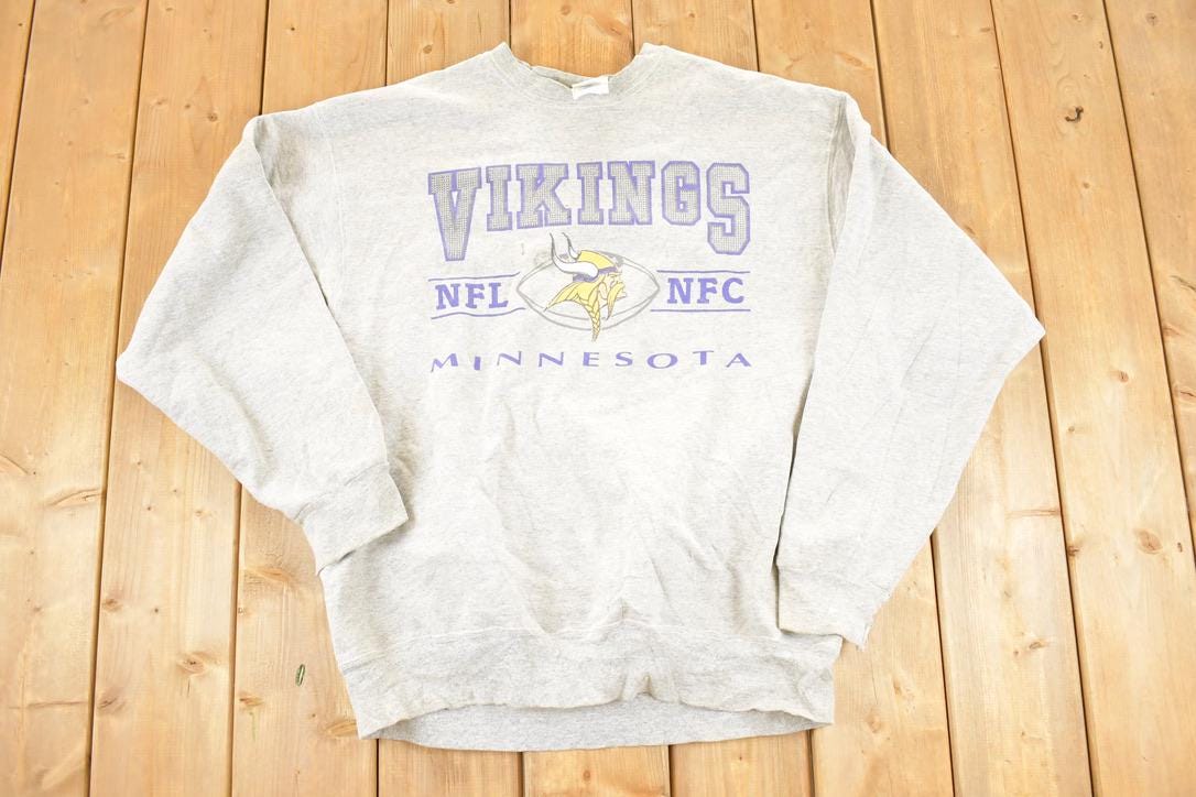 Vintage 1990s Minnesota Vikings NFL Crewneck Sweatshirt Men's L