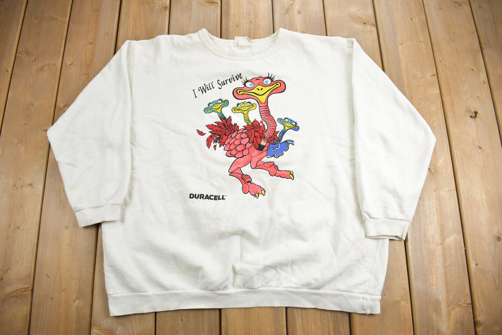 Vintage 1990s Duracell Batteries Promo Crewneck Sweatshirt  90s Crewneck  Made In Canada  Streetwear  I Will Survive