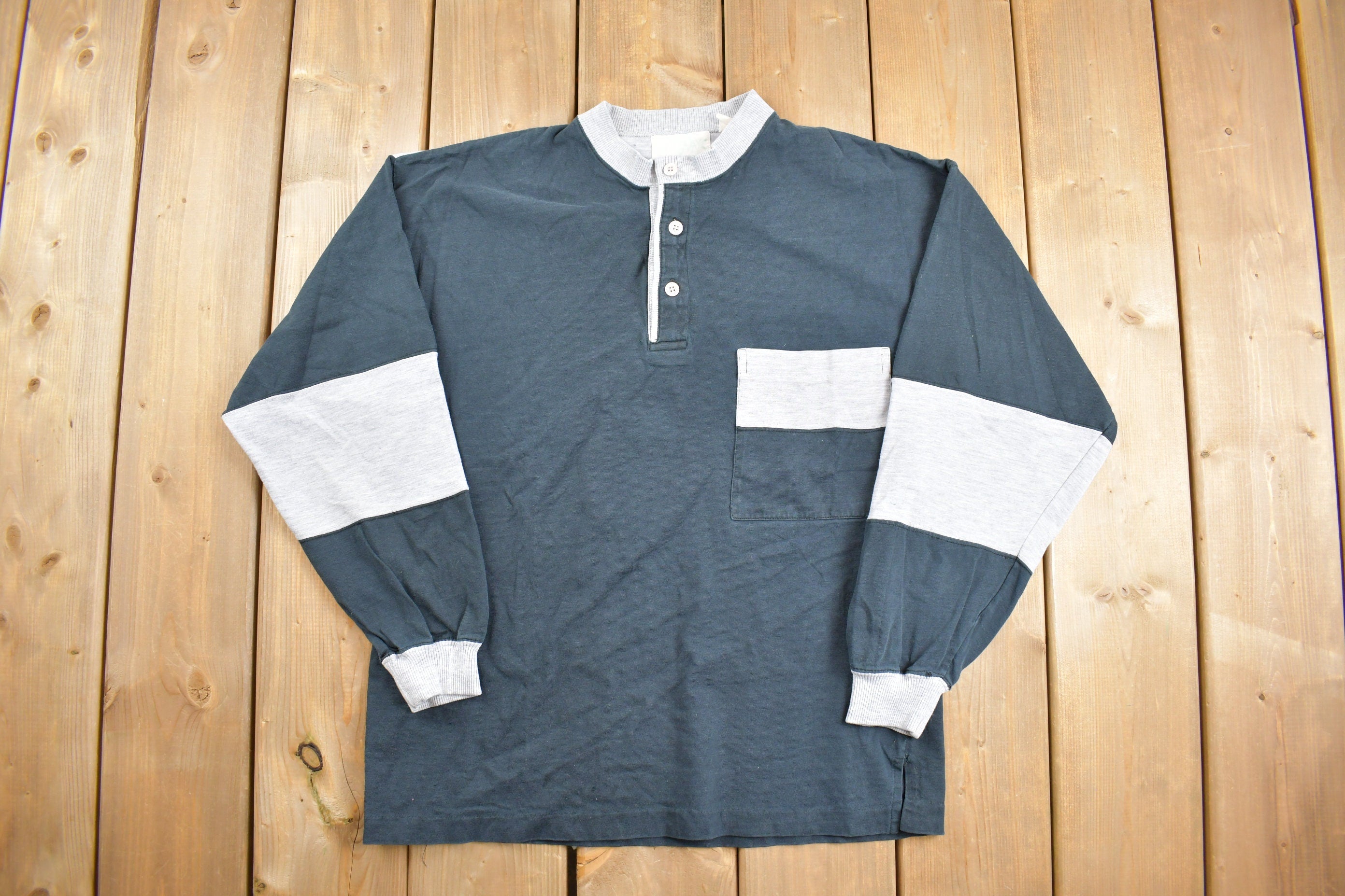 Vintage 1990s Quarter Button Crewneck Sweatshirt