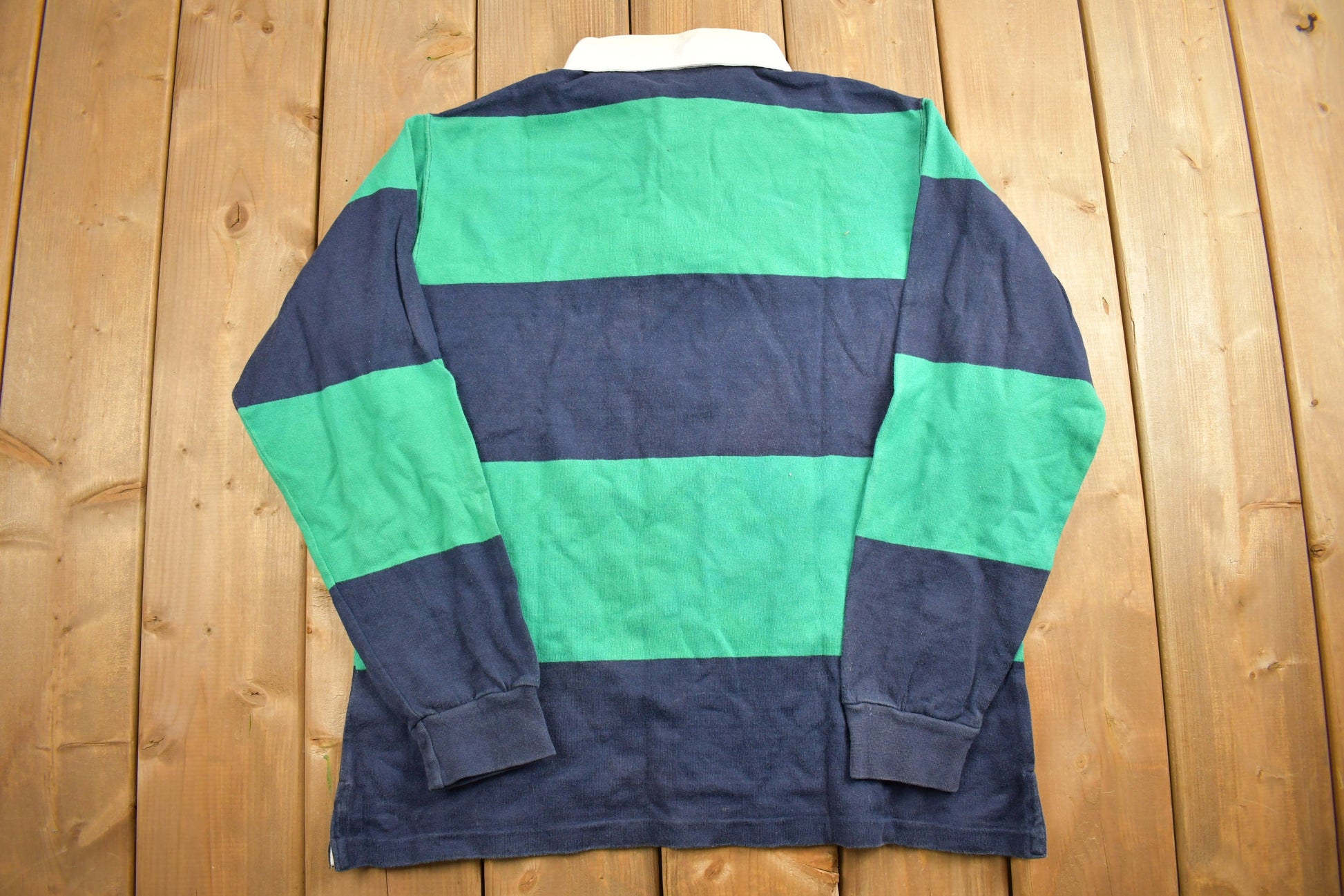 Vintage 1990s Christopher Hayes Striped Rugby Sweatshirt / 90s Crewneck / Streetwear / Embroidered / Rugby Shirt / Size Medium /