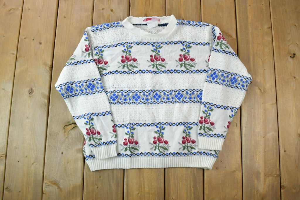 Vintage 1990s Functionals Cherry Tree Knit Crewneck Sweater