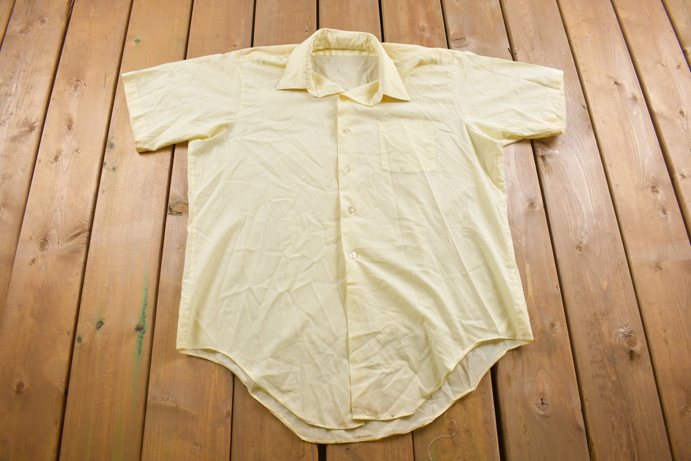 Vintage 1990s Yellow See Through Women's Button Up Shirt