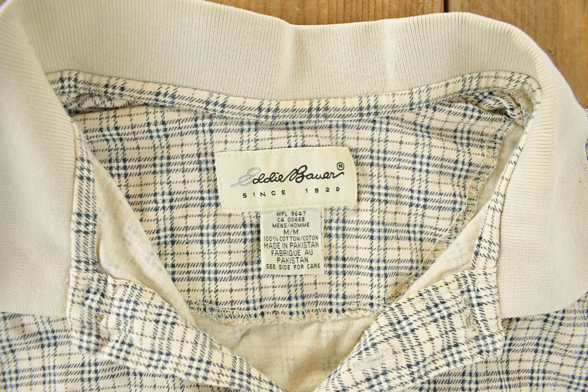 Vintage 1990s Eddie Bauer Plaid Polo Shirt Men's Medium / 90s Shirt / Golf Shirt / Preppy Button Up
