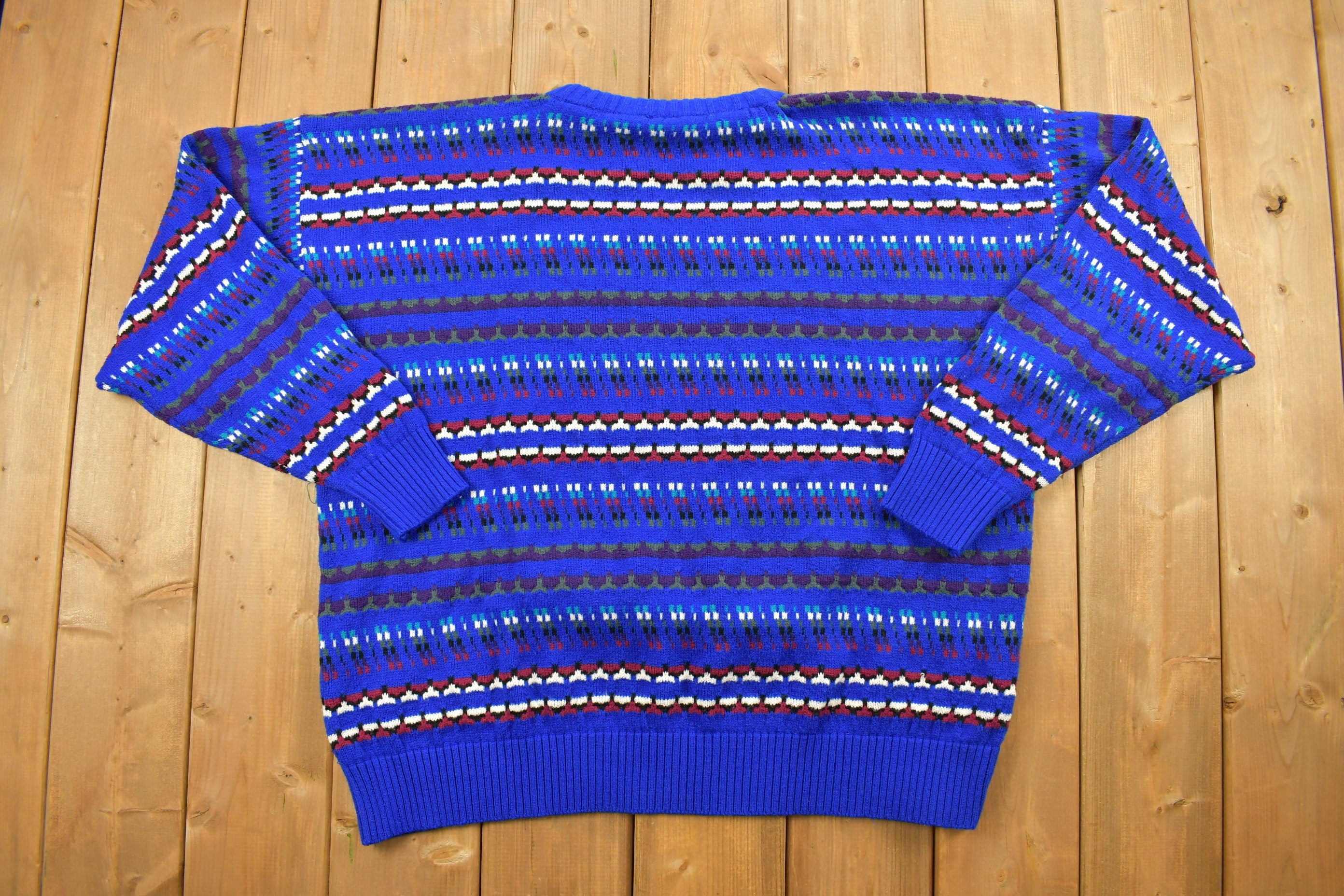 Vintage 1990s The Senate Club Blue Knitted Crewneck Sweater