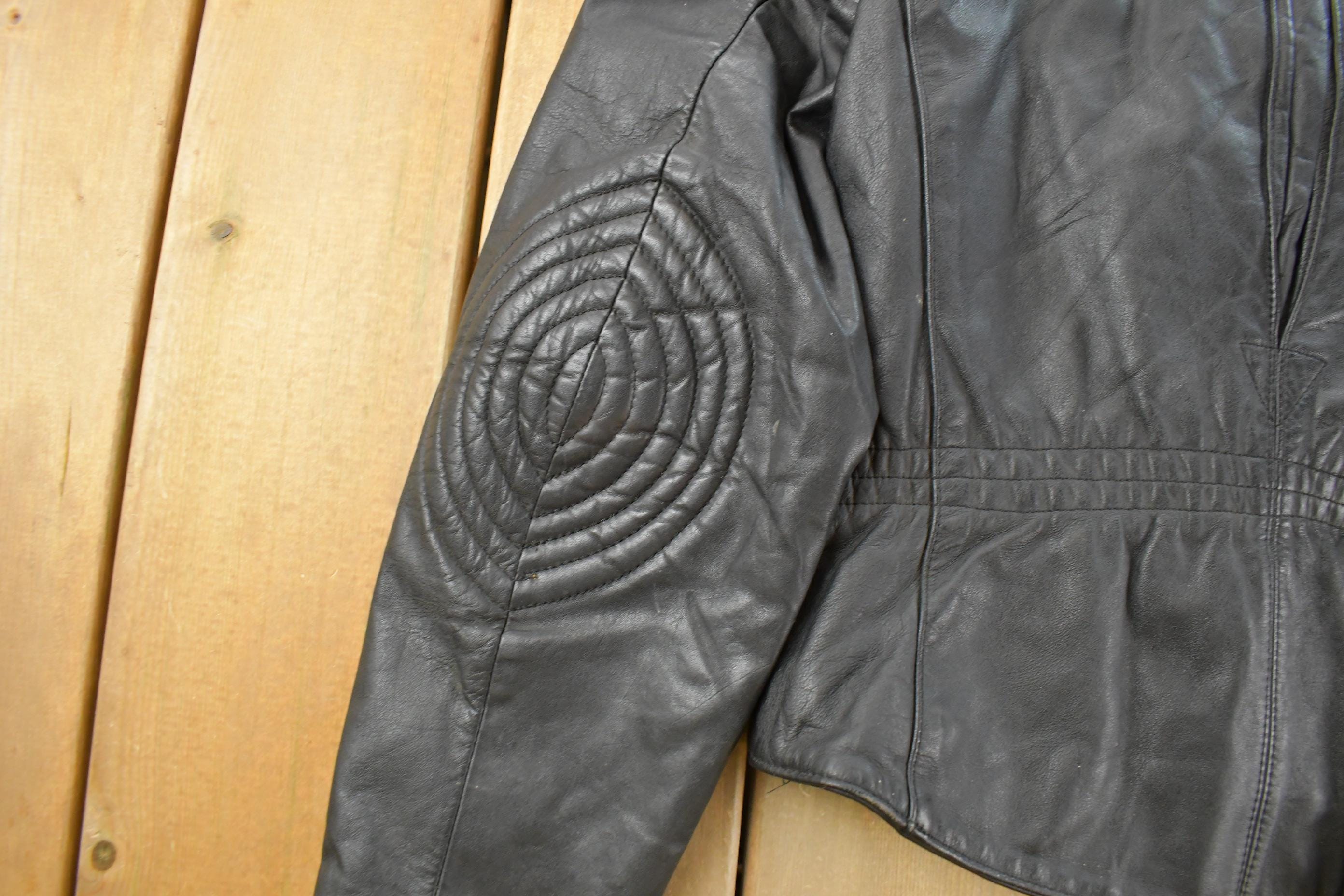 Vintage 1980s Berman's The Leather Experts Biker Leather Jacket Women's Small