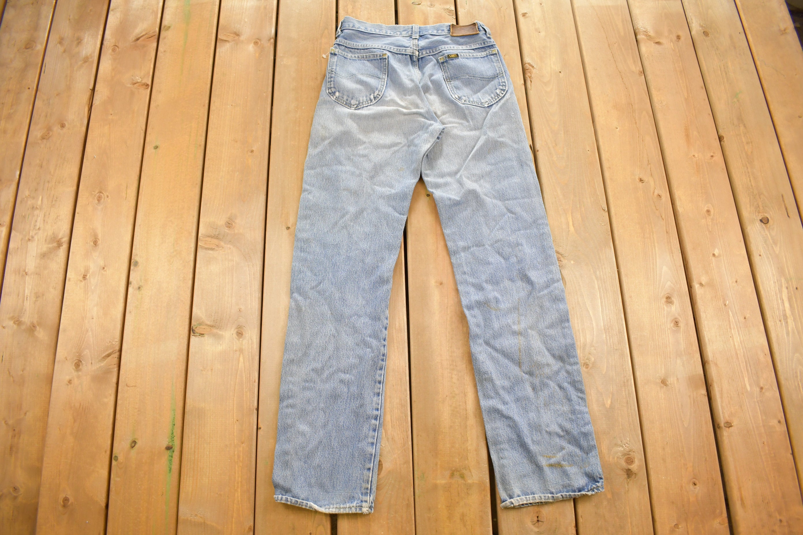 Vintage 1990s Lee Jeans Size 28 x 31.5 Distressed Patchwork