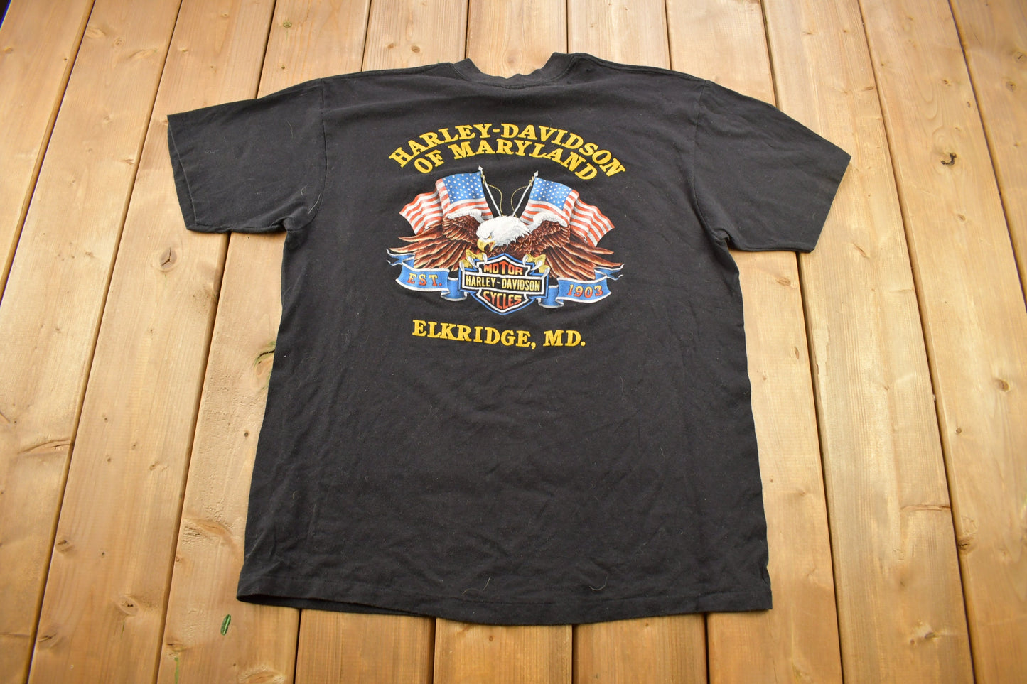 Vintage 1980s Harley Davidson Of Maryland 3D Emblem HAWG T-Shirt / Single Stitch / Made In USA / Biker Tee / Trucker Tee / Hawg Tee