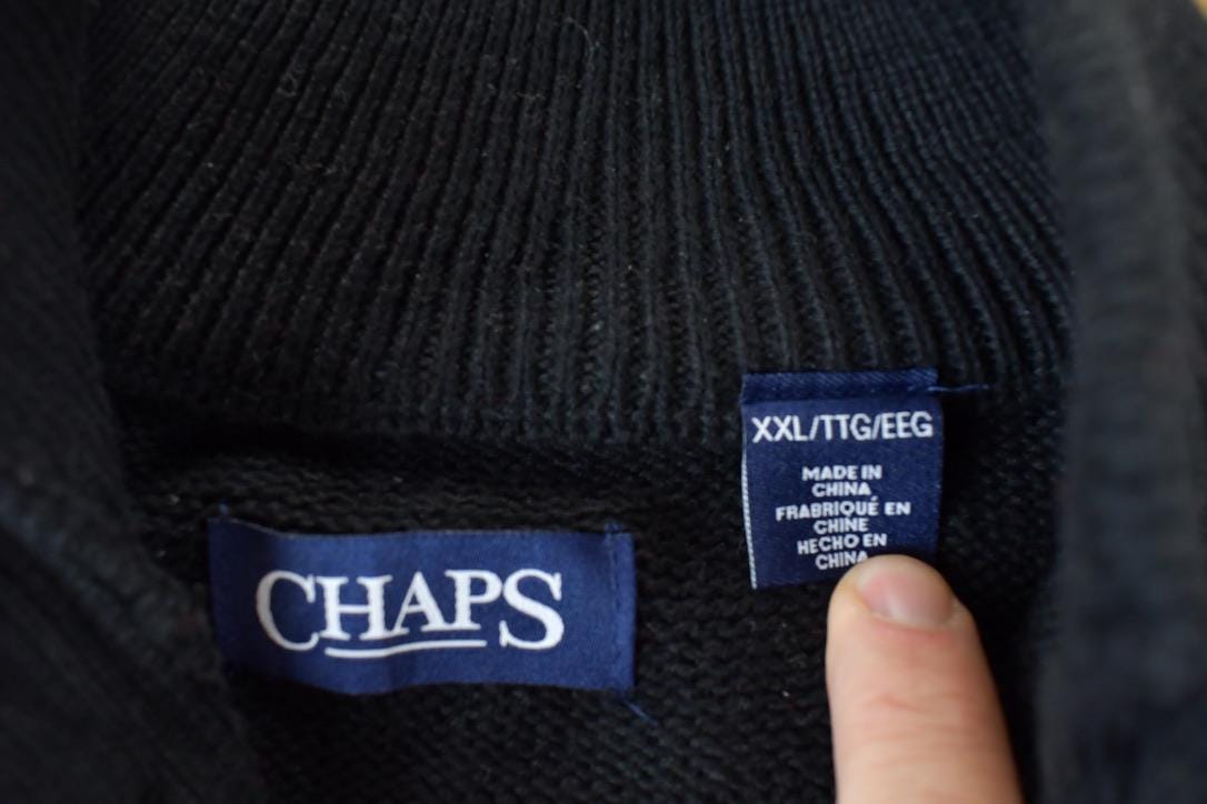 Vintage Y2K Chaps Ralph Lauren Knit Quarter Button Collared Crewneck Sweater