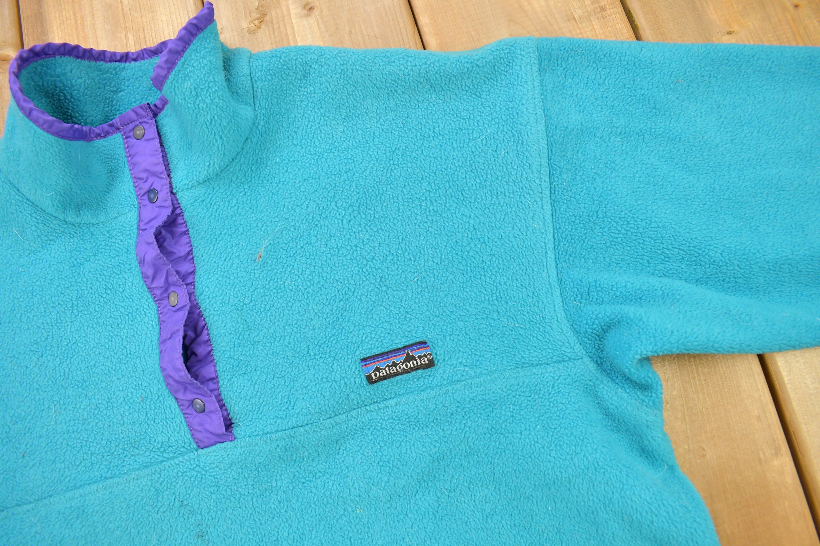 Vintage 1990s Patagonia T-Snap Fleece Kids Sweater Size 13-14