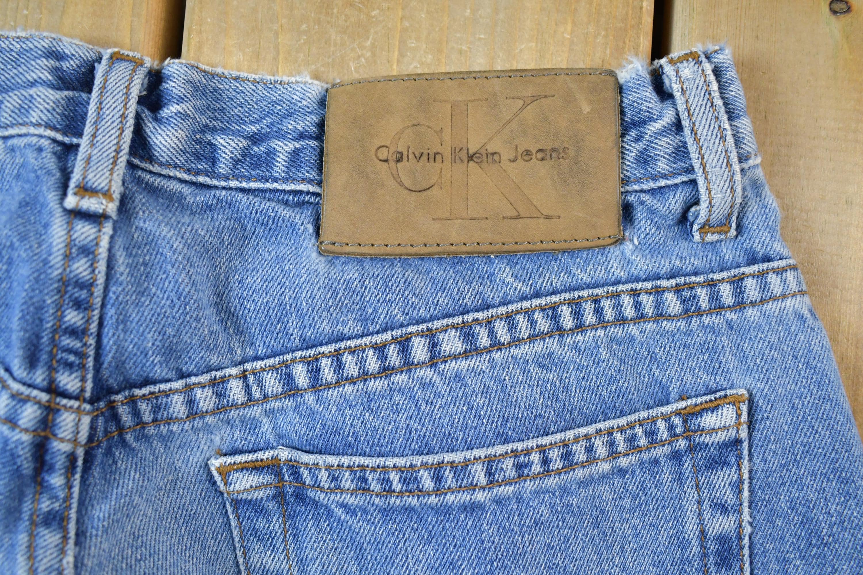Vintage 1990s Calvin Klein Wide Leg Denim Jeans Size 28 x 28