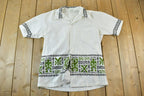 Vintage 1970s Hawaiian Souvenir Graphic Print Button Up