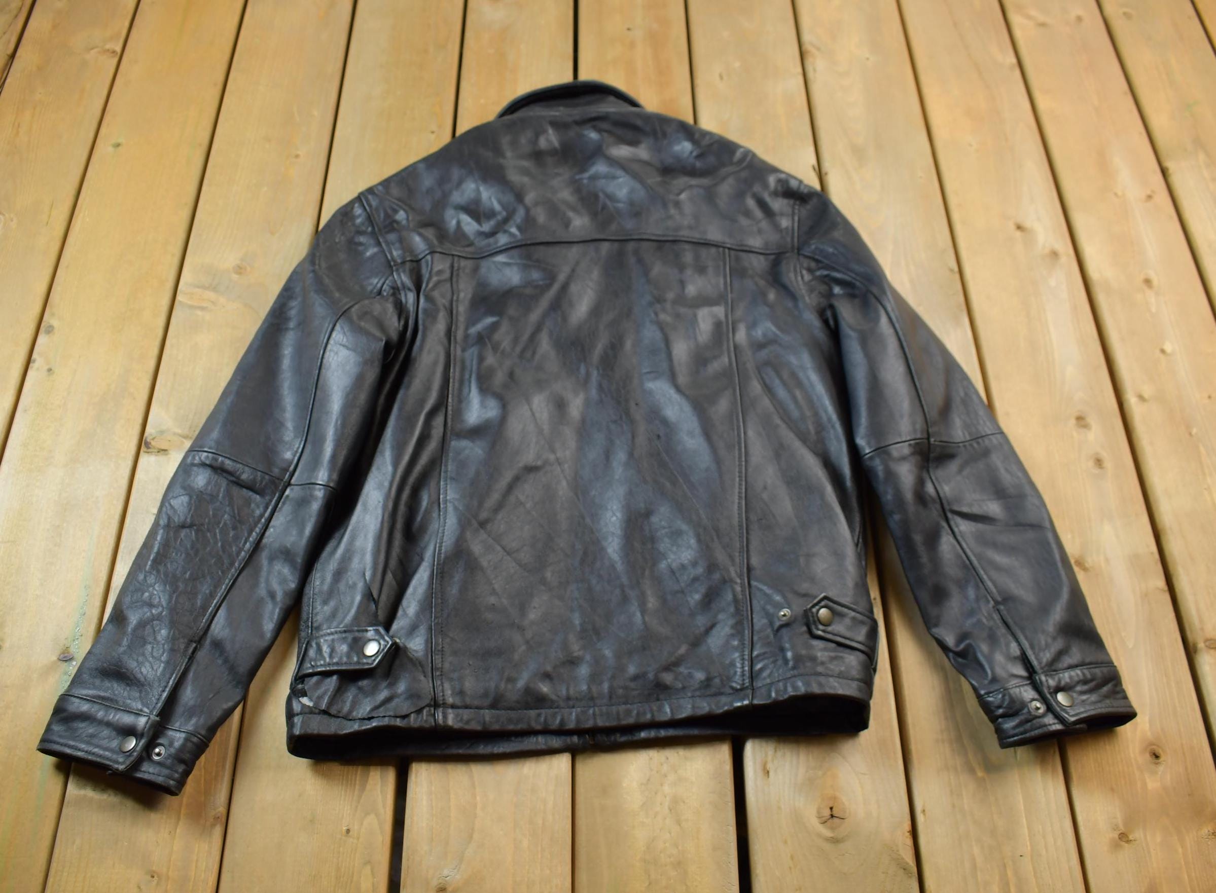 Vintage 1990s Chaps Leather Zip Up Jacket