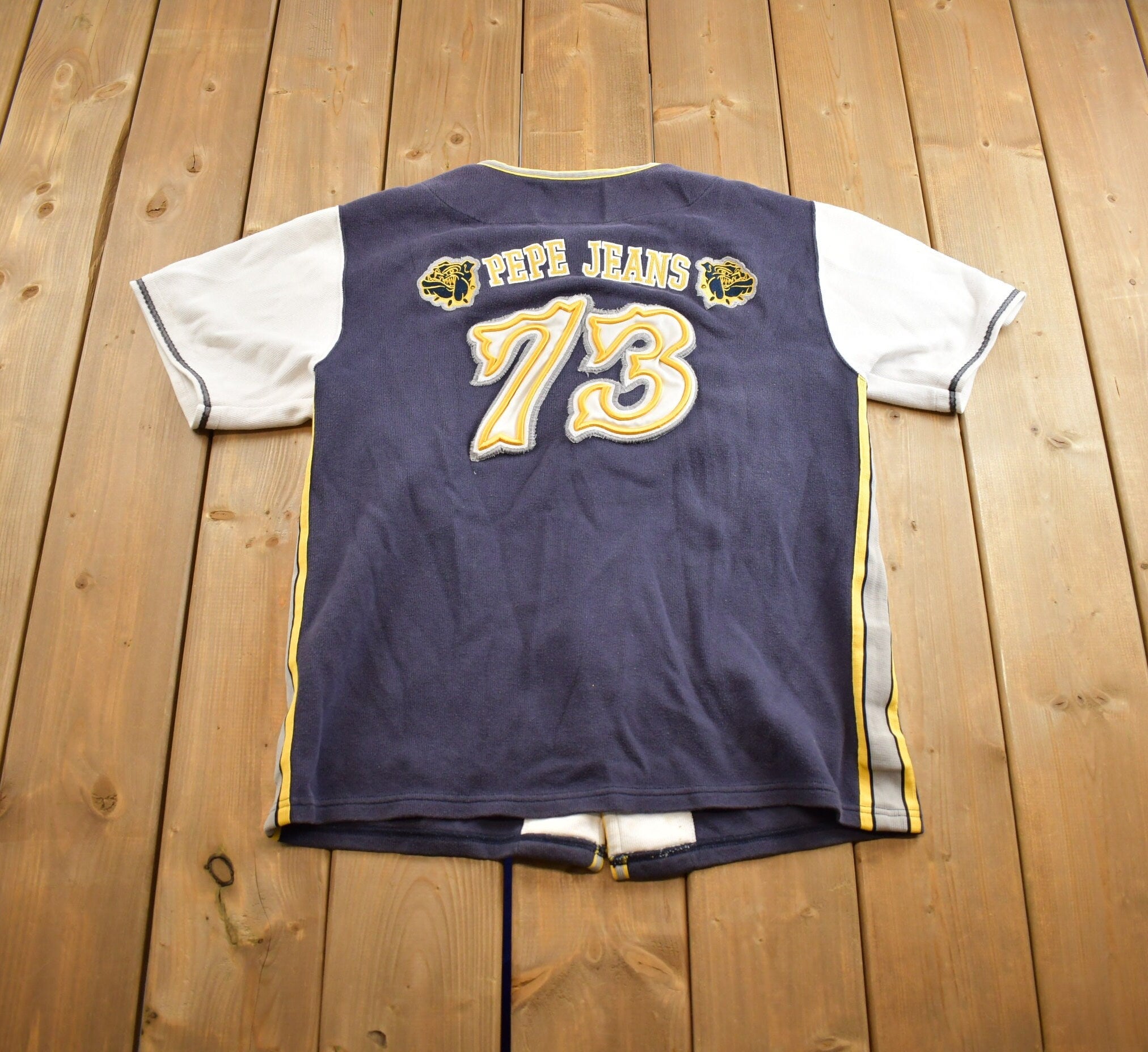Vintage 1990s Pepe Jeans Embroidered Button Up Baseball Jersey