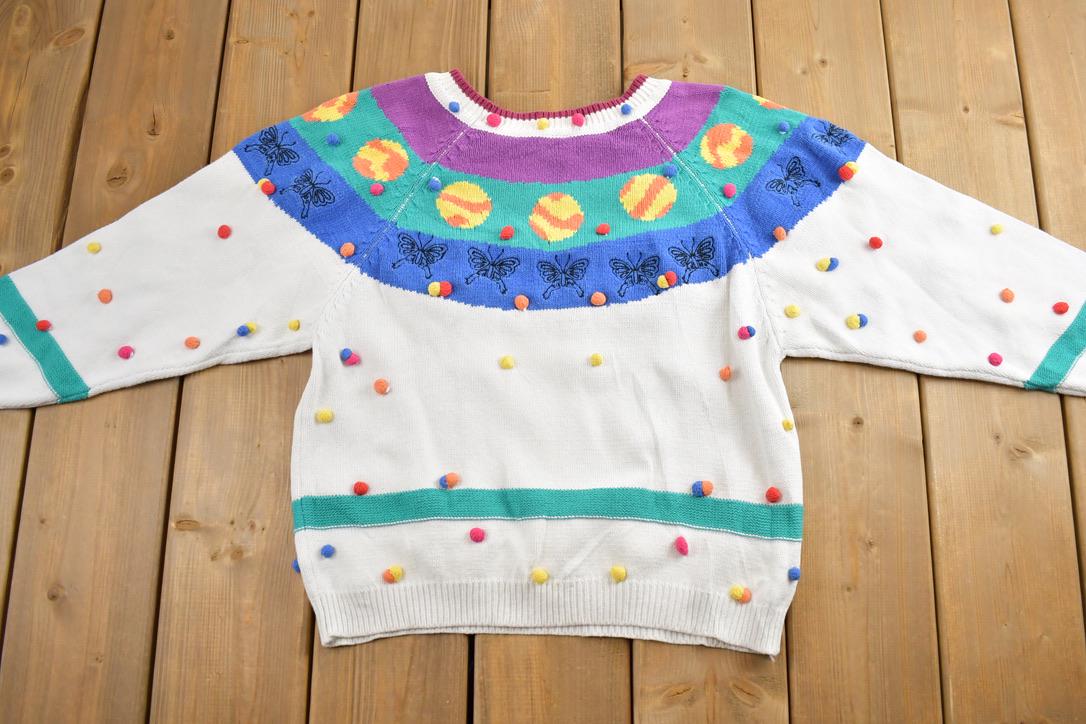 Vintage 1990s Easter Knit Crewneck Sweater  90s Crewneck  Made In USA  Preppy