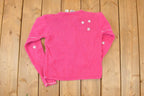 Vintage 1990s Tiara Girls Knit Cardigan Embroidered Skating Sweater Youth L  90s Knitted Sweatshirt  Vintage Preppy Knits