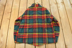 Vintage 1950s Amcrest Tartan Plaid Rangers Pullover Button Up Wool Shirt Men's Medium