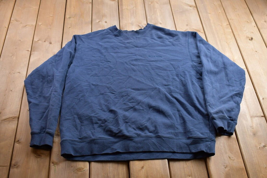 Vintage 1990s Columbia Navy Blue Blank Crewneck Sweatshirt