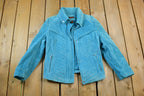 Vintage 1990s Danier Blue Suede Leather Jacket