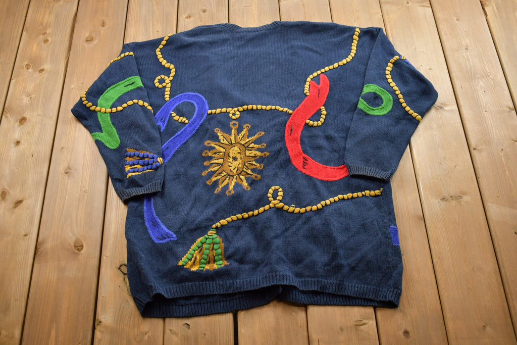 Vintage 1990s Chaus Abstract Knitted Cardigan Sweater