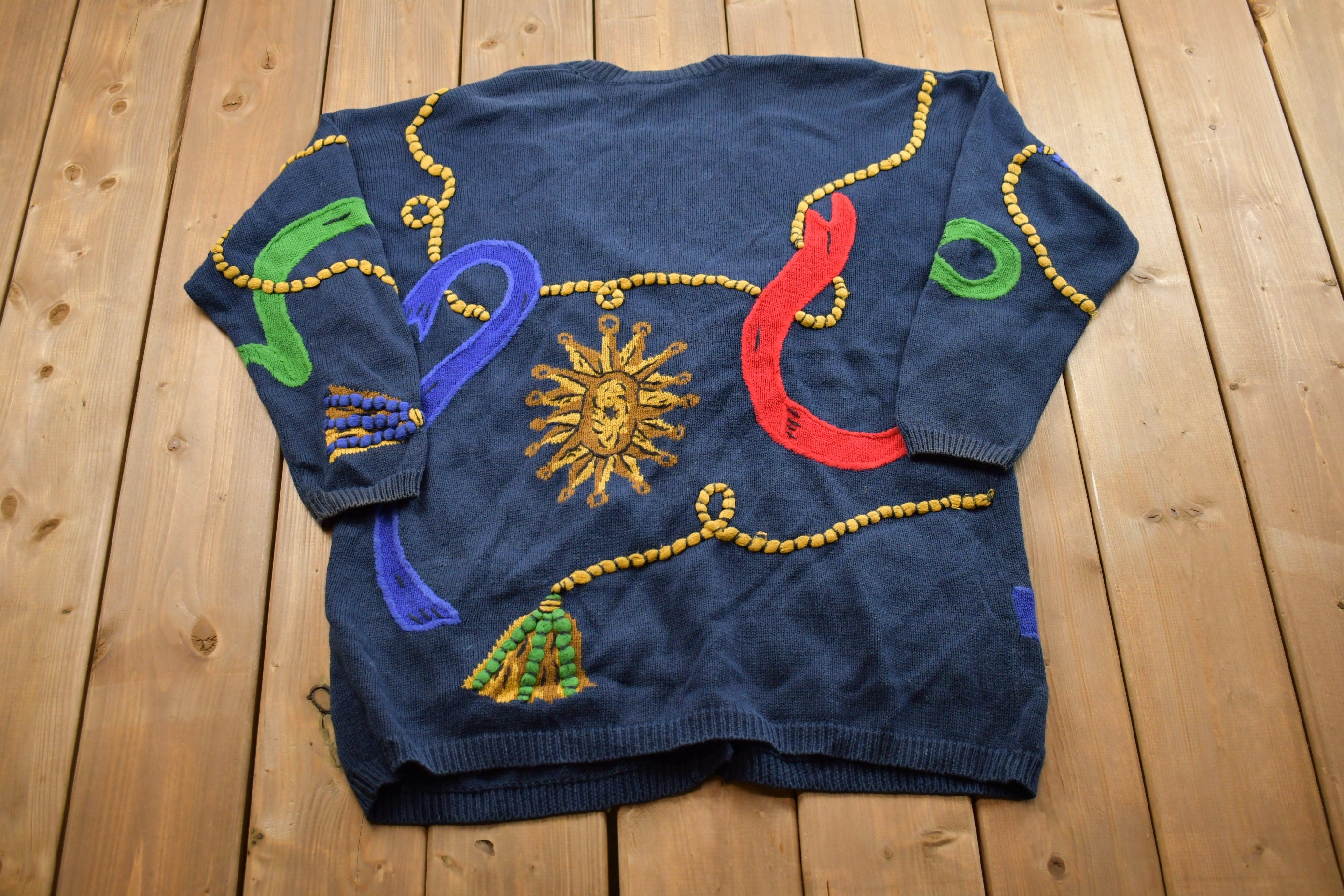 Vintage 1990s Chaus Abstract Knitted Cardigan Sweater