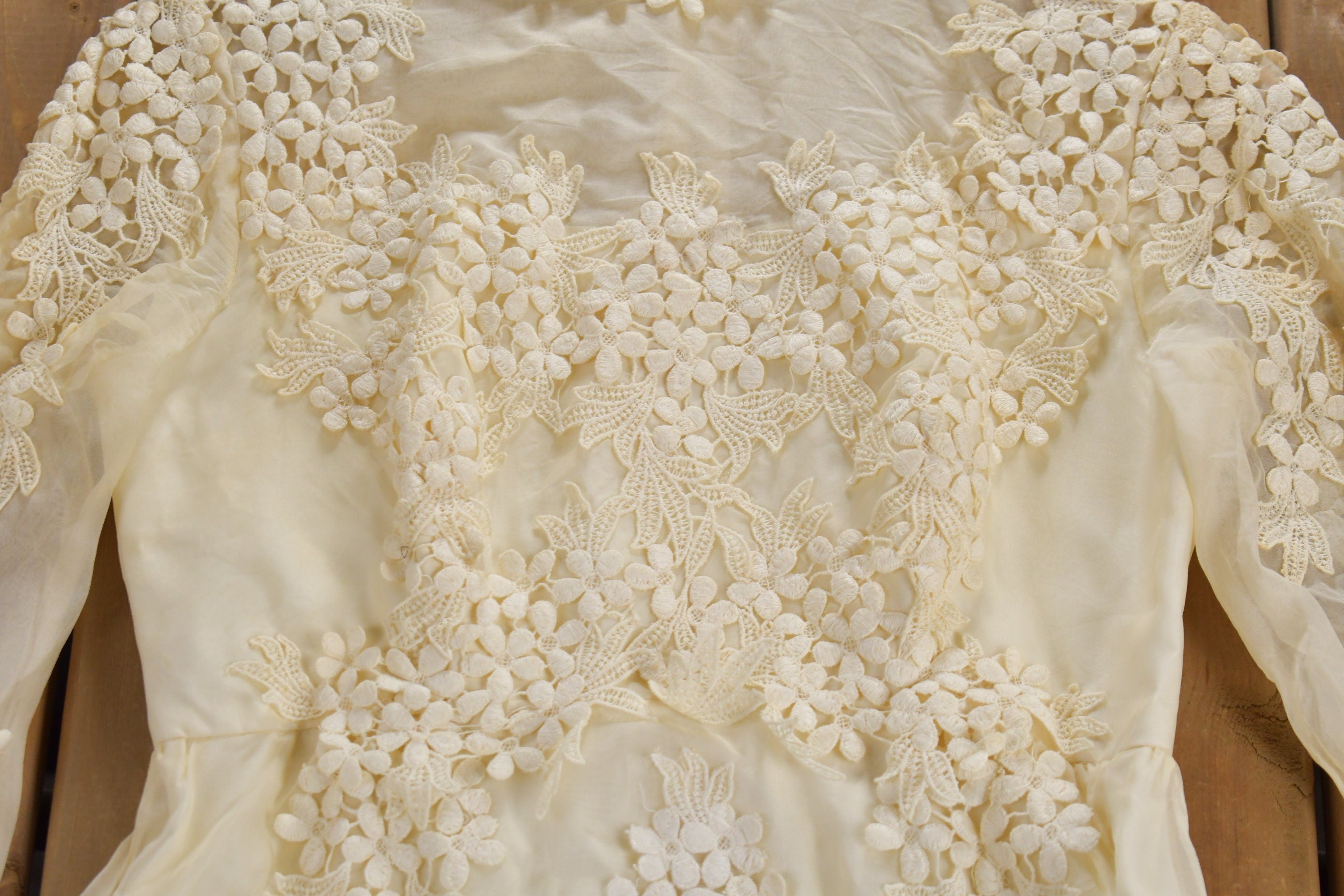 Vintage 1960s Bridal Dress  Lace Dress  Sheer Dress  True Vintage  Cottage Core  Lace Dress  Ruffle Collar  Wedding Dress