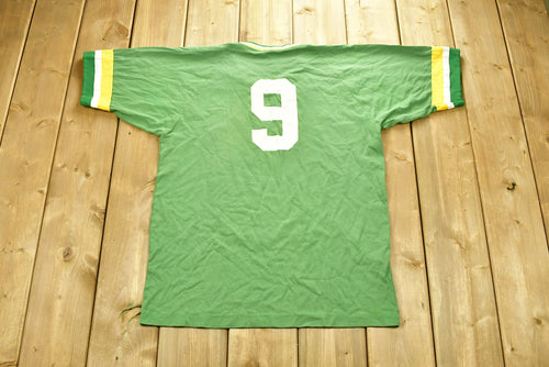 Vintage 1980s University of Quaker State Collegiate Ringer T-Shirt / Single Stitch / NCAA Tee / Americana / Sportswear / Athleisure