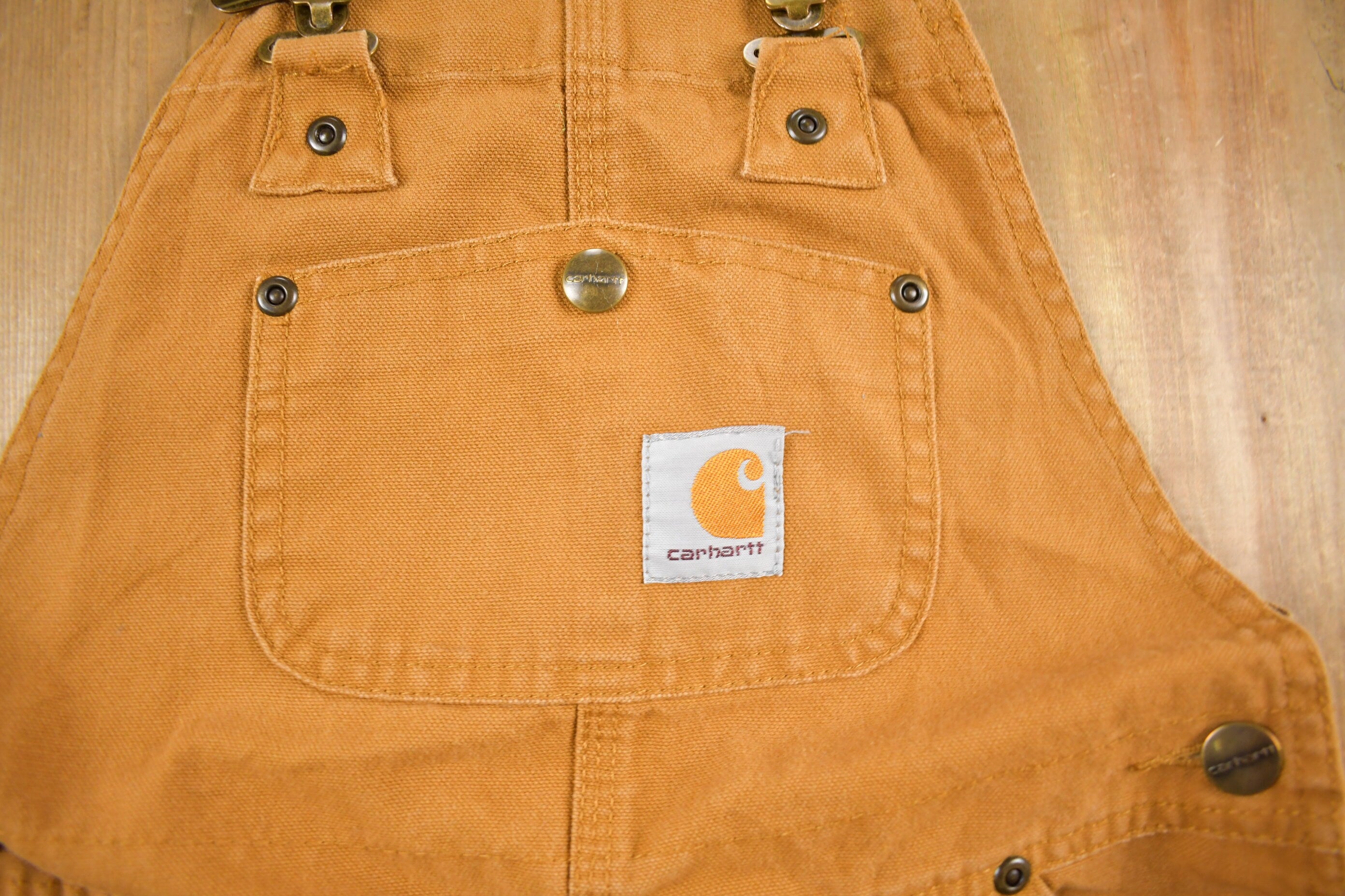 Vintage 1990s Carhartt Youth Size Double Knee Canvas Overalls Size 28 x 19