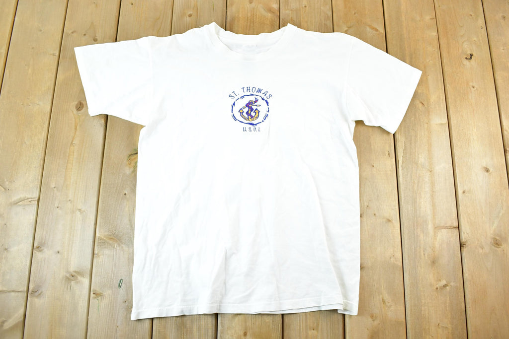 Vintage 1990s St Thomas Anchor Logo Souvenir T-Shirt Mens L