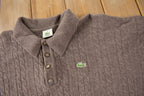 Vintage 1990s Lacoste Cable Knit Quarter Button Collared Sweater Size L