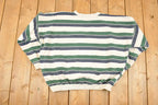 Vintage 1990s Enuf International Striped Embroidered Crewneck Sweatshirt Women's XL Cropped  Made In USA  90's Destination Sweater