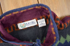 Vintage 1990s Players By Van Heusen All Over Print Quarter Zip Fleece Sweater