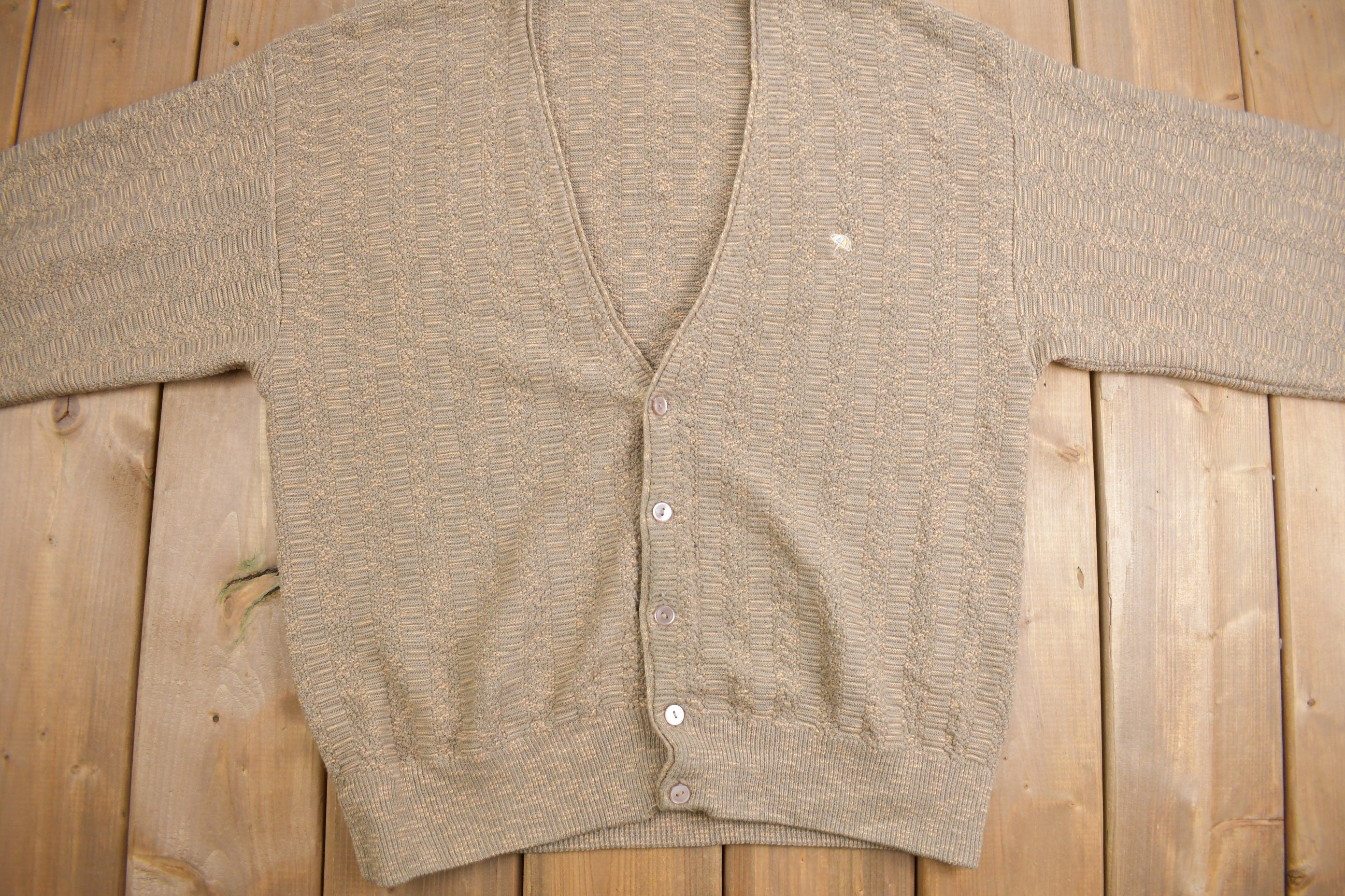 Vintage 1990s Embroidered Umbrella Knit Cardigan Sweater