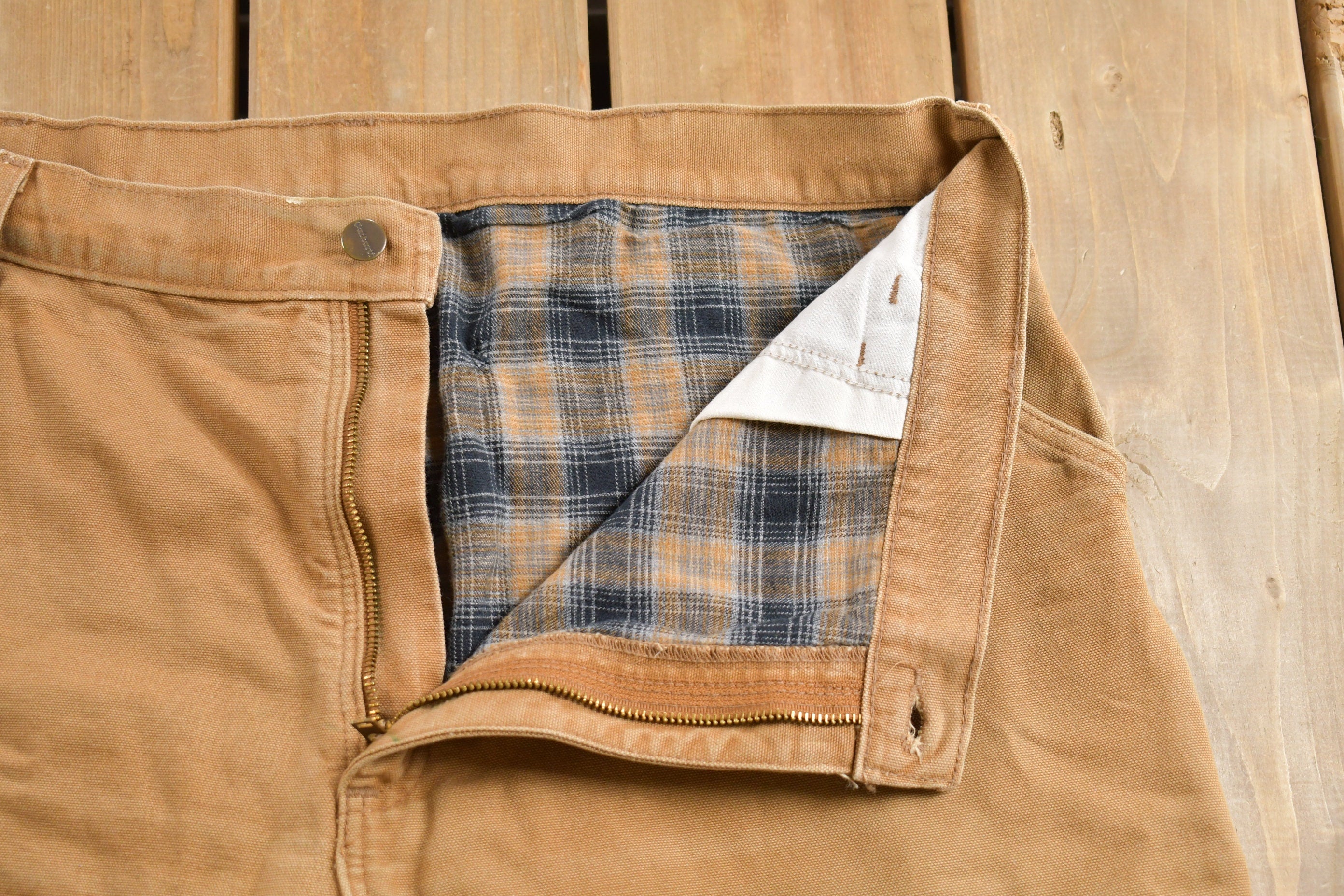 Vintage 1990s Carhartt Dungaree Fit Blanket Lined Work Pants Size 38 x 29