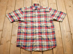 Vintage 1990s Town Craft Plaid Button Up Short Sleeve Shirt  Abstract Pattern  Casual Shirt  Formal Shirt  Towncraft  Plaid Shirt