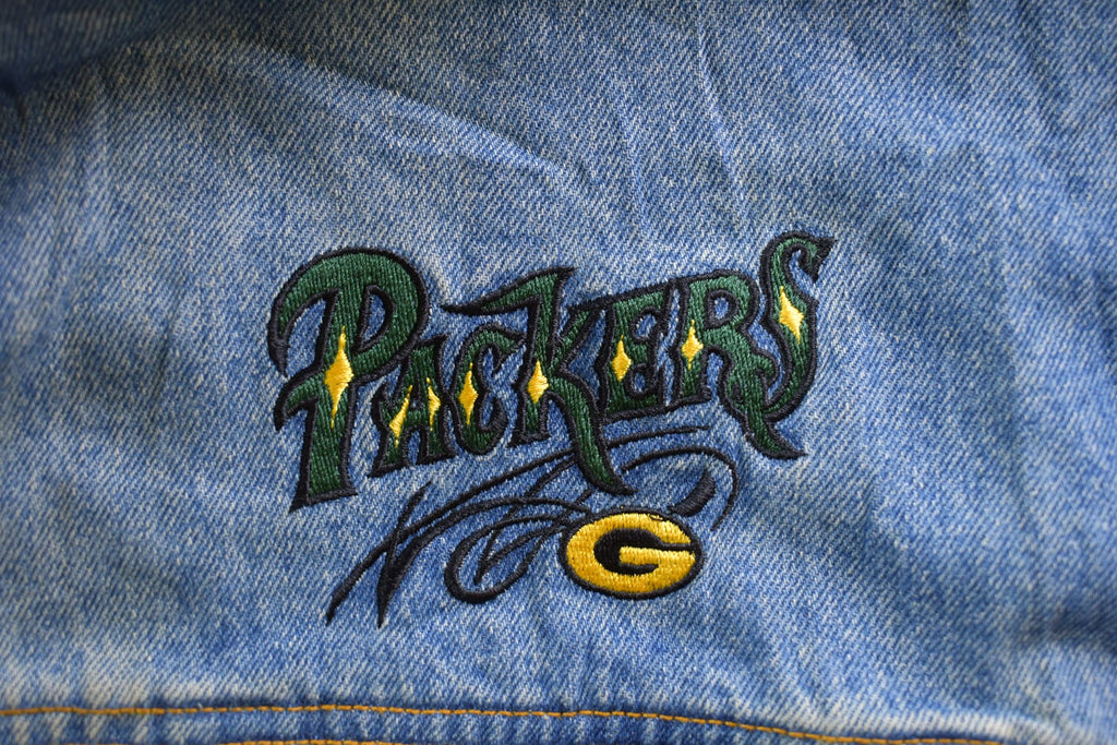 Vintage 1990's Green Bay Packers NFL Pro Elite Embroidered Jean Jacket