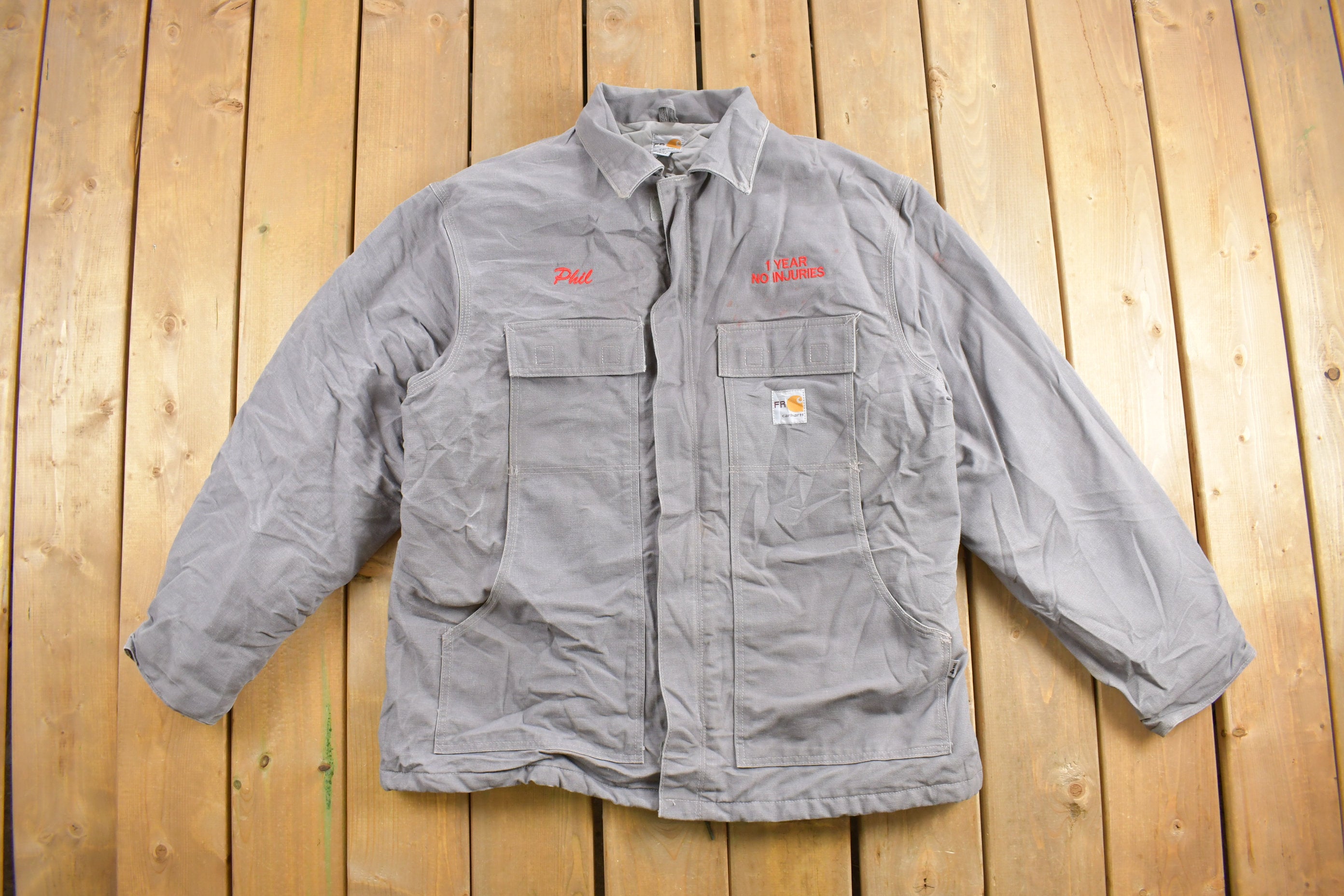 Vintage 1990s Grey Fire Resistant Carhartt Traditional Jacket