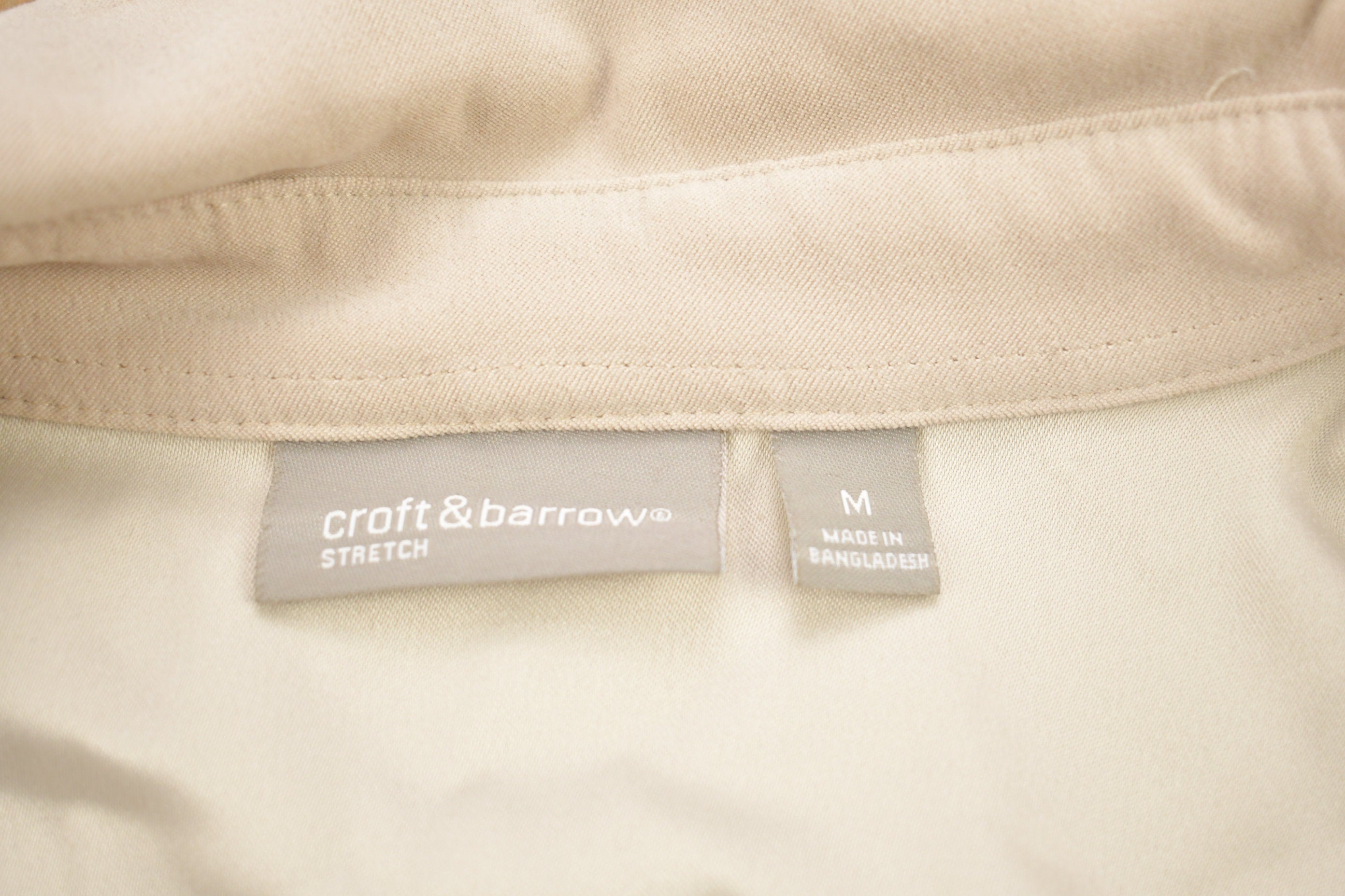 Vintage 1990s Croft & Barrow Stretch Blank Beige Button Up Shirt