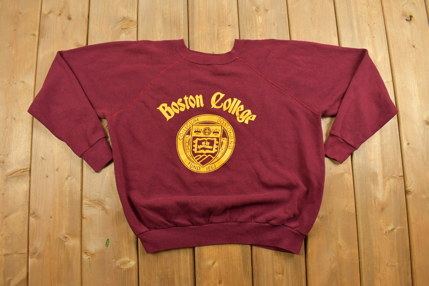 Vintage 1960's Boston College Collegiate Crewneck / Raglan Sweater / Sportswear / Athleisure / Fitness / Active / Boston / Vintage Crewneck