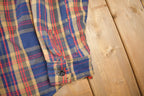 Vintage 1980s Distressed Plaid Button Up Flannel Shirt