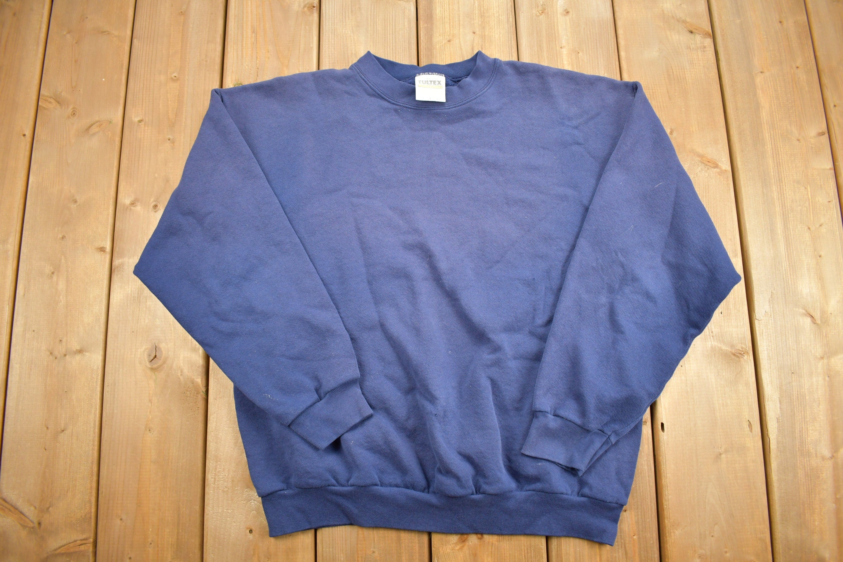 Vintage 1990s Tultex Blank Navy Crewneck Sweatshirt